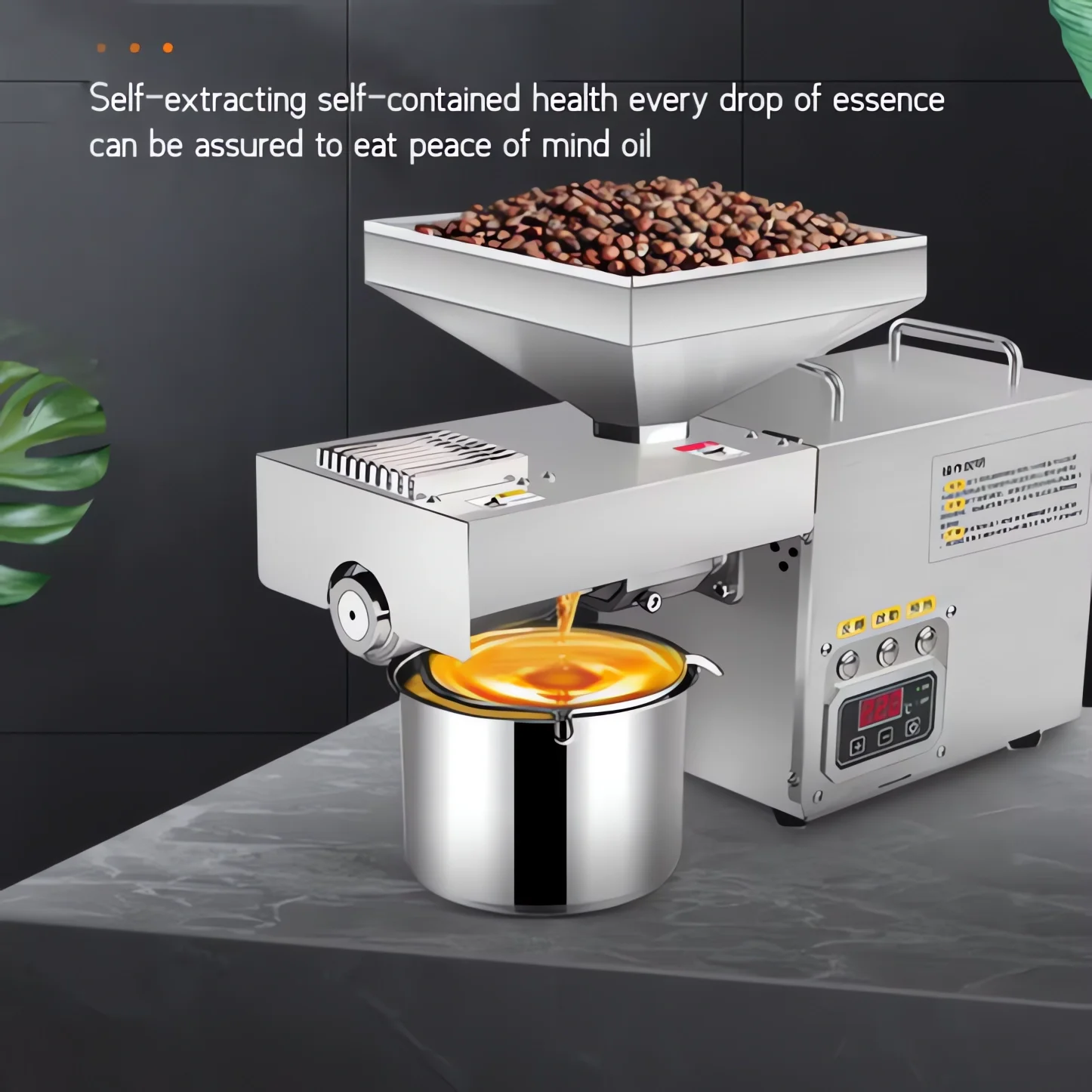 Oil Press Machine Oil Expel, Stainless Steel Electric Automatic Cold Hot with Intelligent Control Panel/LCD Touch Screen 1250w