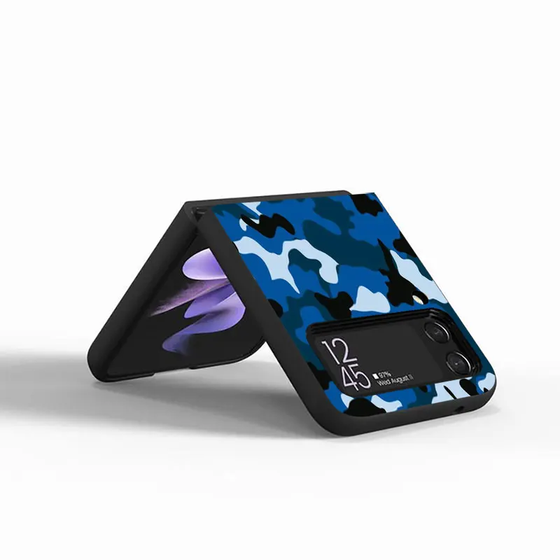 삼성 갤럭시 ZFlip3 ZFlip Z 플립 4 Z 플립 3 5G Flip4 ZFlip5 Flip3 백 블랙 위장 카모 밀리터리 용 전화 케이스