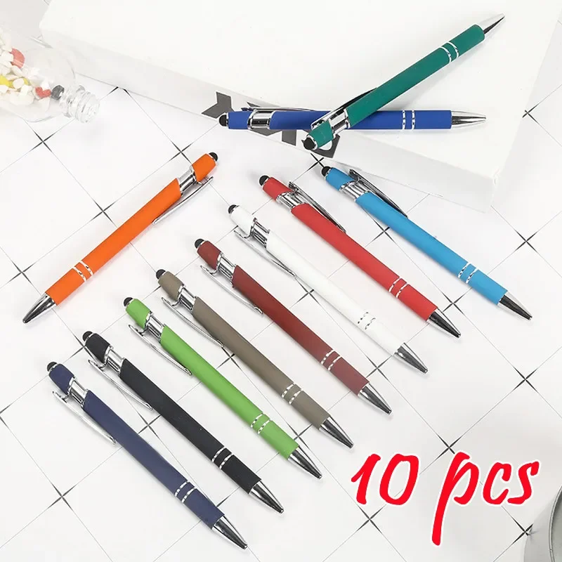 10pcs Metal Ballpoint Pen Touch Screen Pen Office School Advertising Pen Custom Logo Text Engraving Laser Engraving Custom Pen eu 220v electric engraver jewelry carving pen metal wood engraving lettering pen electric engraving pen small engraving pen