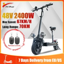 48v scooter elétrico 2400w motor duplo para adultos com assento 67km/h e scooter dobrável elecric 70km escala da ue eua estoque