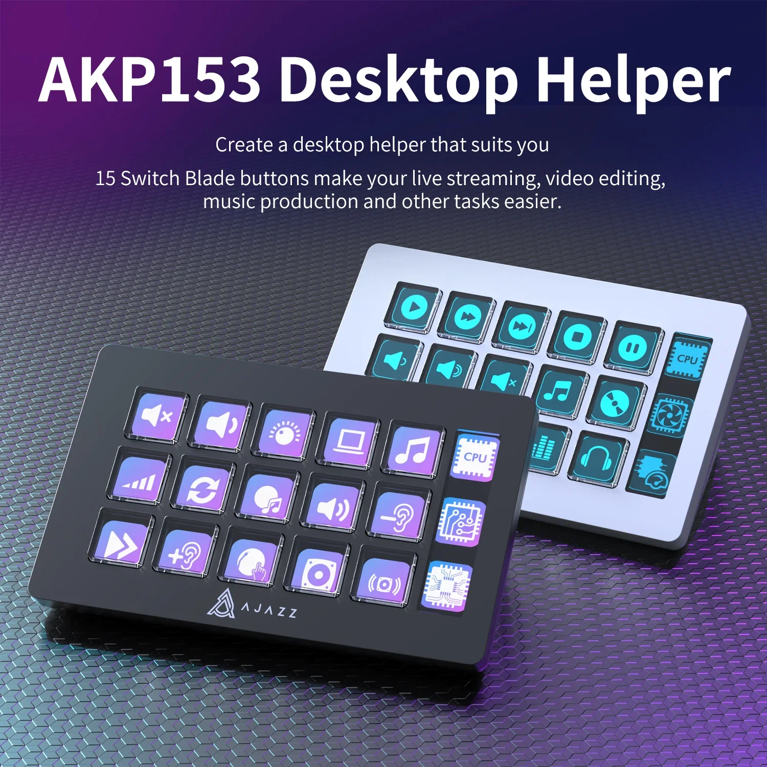 

Ajazz Akp153 Desktop Controller Console Panel Programming Shortcut key 15-Key Keyboard Wired Pc Accessories For Mac Windows Man