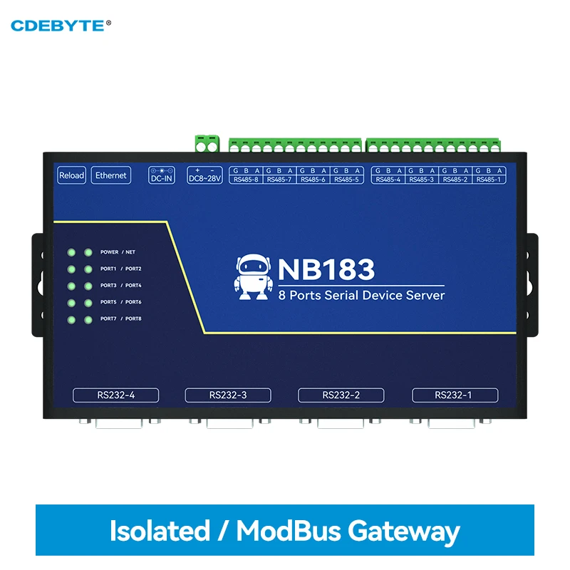 

8-канальный последовательный сервер RS485/232/422/RJ45, с модулем ModBus, RTU/TCP cdeconyte NB183S, со встроенным сторожевым модулем MQTT/utiot