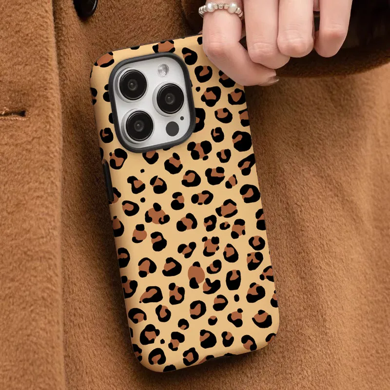 2-in-1 Sexy Leopard Print Phone Case with Protective Film