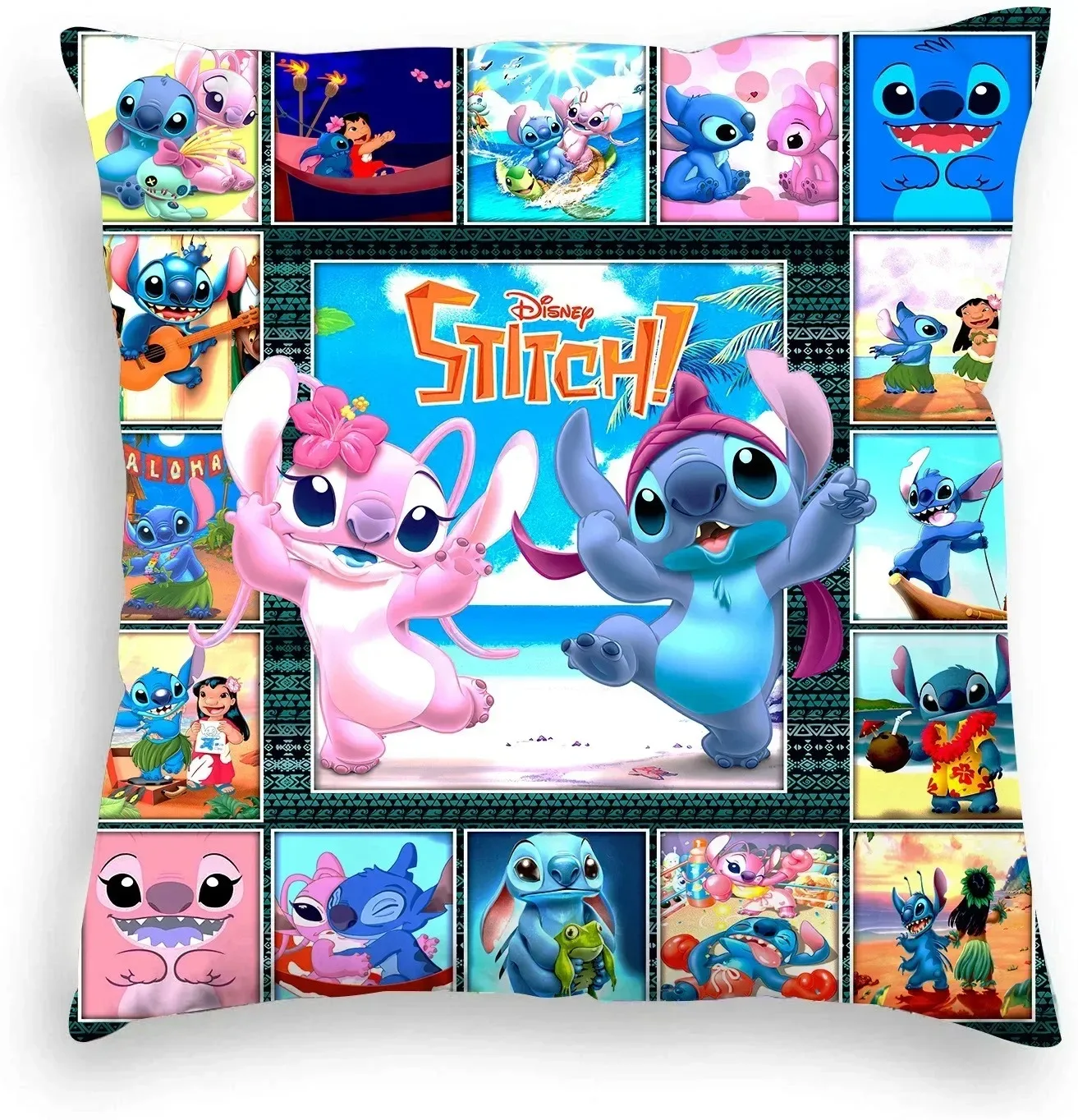 Stitch Cushion Cover Disney Lilo & Stitch Pillowcase Plush Toy Anime Kawaii Pillowcase Home Room Decoration Children Gift 2