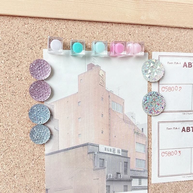 10pcs crystal Push Pins Thumb Thumbtack Board Pins Drawing Photo Wall Studs Office School Supplies Transparent push pins