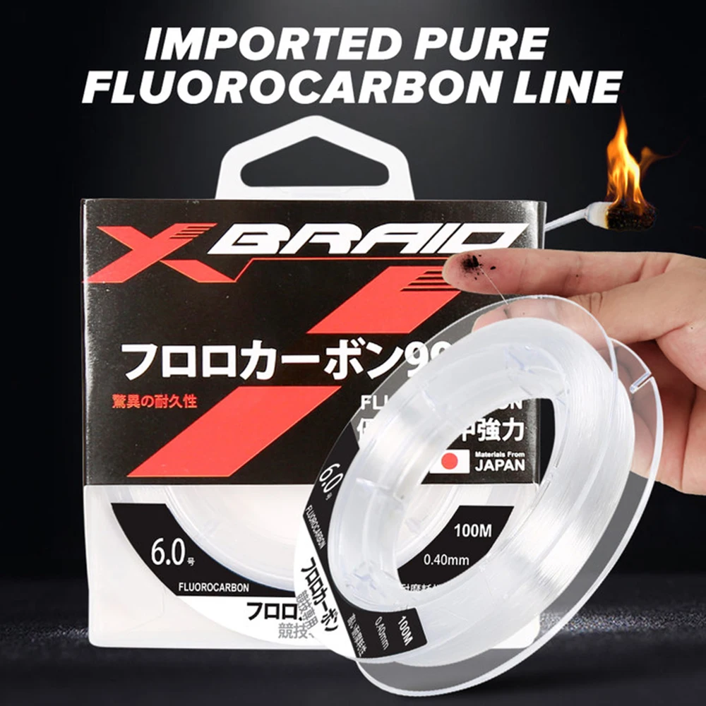 99% Fluorocarbon Fishing Line 100M Clear White Japanese Carbon Fiber Line 1-25kg Monofilament Sinking Sea fishing Carp