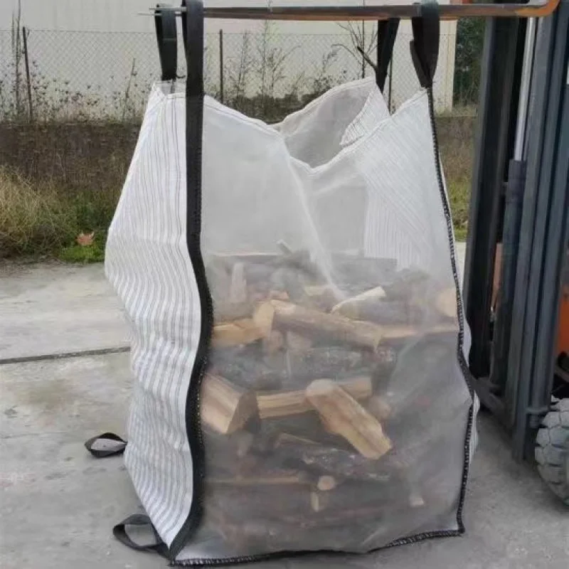 Customized product、Hot sale Ventilated 1 Ton Mesh PP FIBC Jumbo Bag Poly bulk Big Bag Firewood Net Log bags for Sale