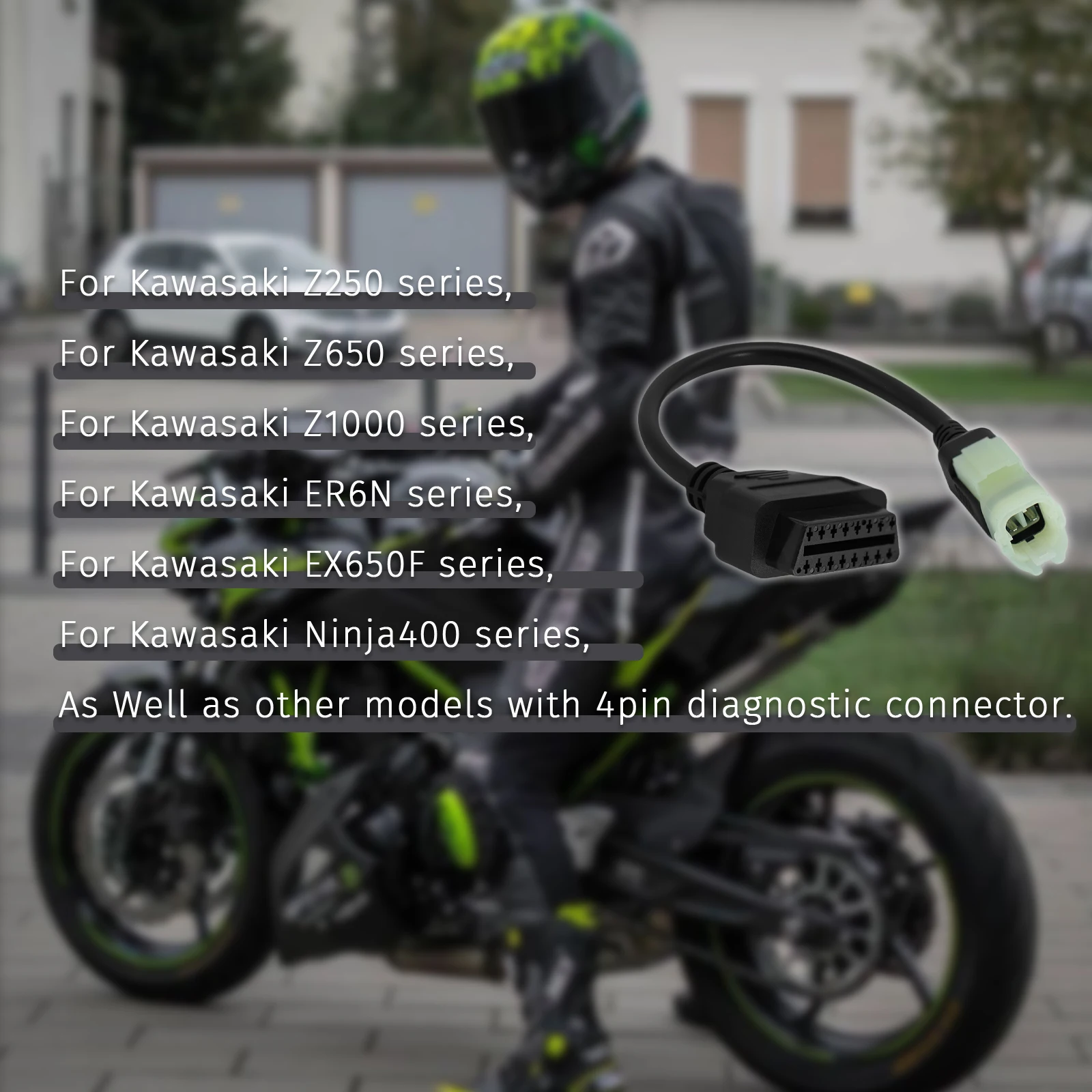 カワサキ 4Pin OBD2 診断ケーブル Z250、Z650、Z1000、ER6N、EX650F