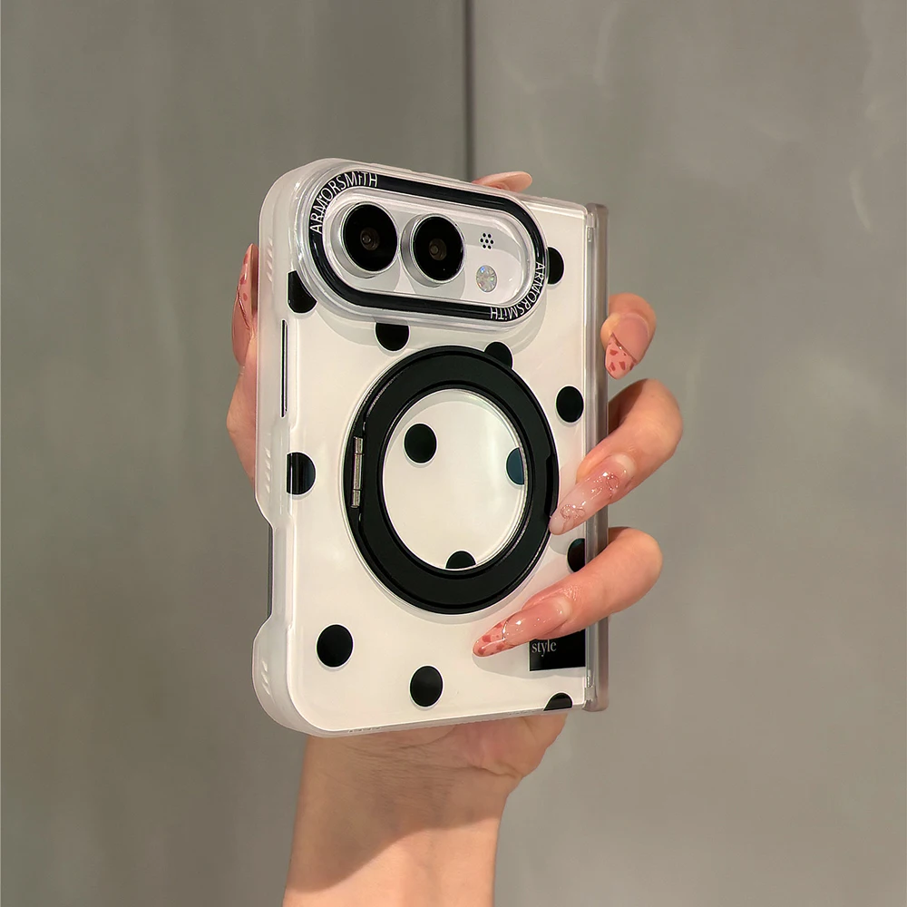 Polka Dot Magnetic Kickstand Phone Case with Holder and Shockproof Back Cover
