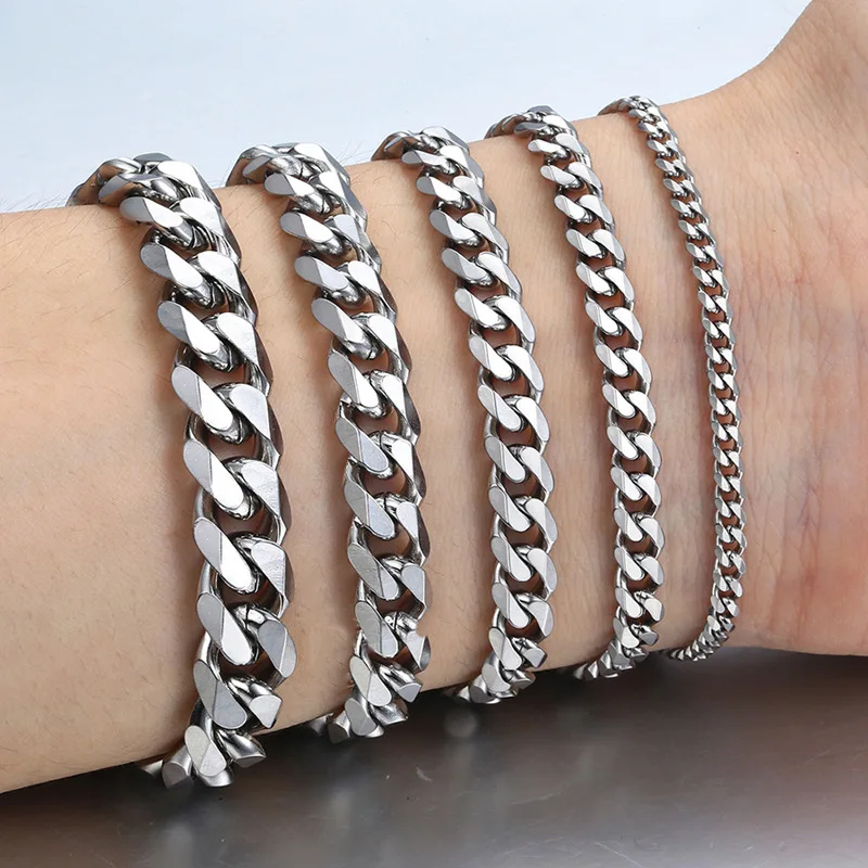 Trendy Cuban Chain Men Bracelet Classic Stainless Steel 3