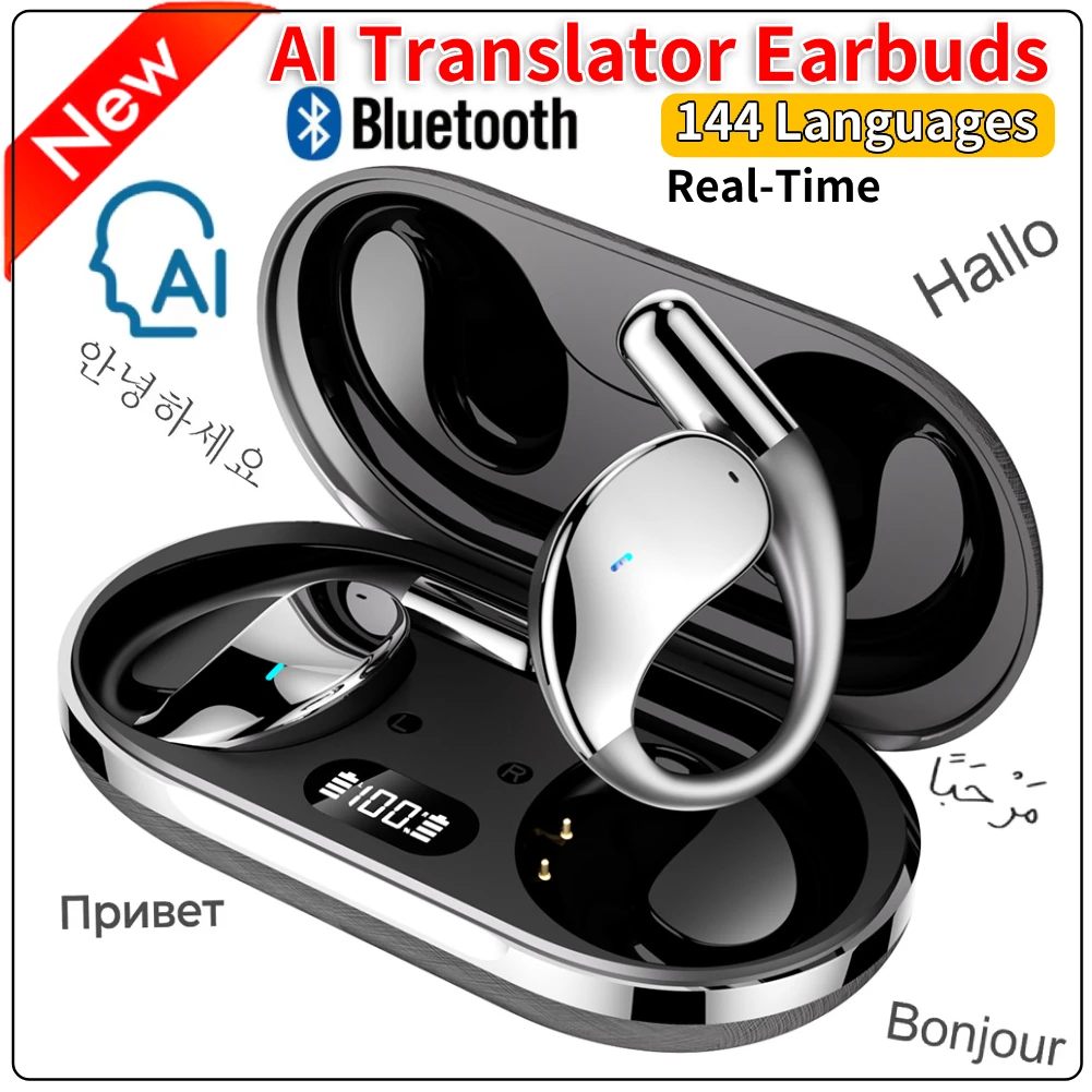 Wireless BT Translation Earbuds Real Time Translation Headphones Ai Translating for Travel Business Learning wireless earbuds translator earbuds translator earphones translation headset