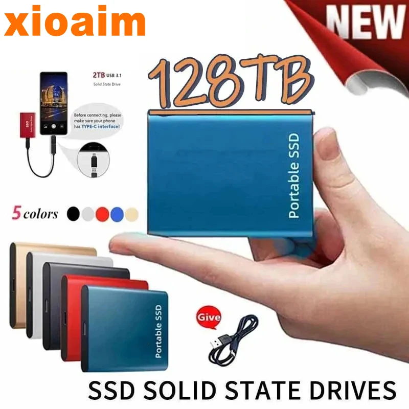 Per Xiaomi Ssd 4Tb 128Tb Flash Hard Drive Esterno Type-C Ad Alta Velocità Usb3.1 Ssd Storage Disco Rigido Hd Portatile Per Laptop/Pc