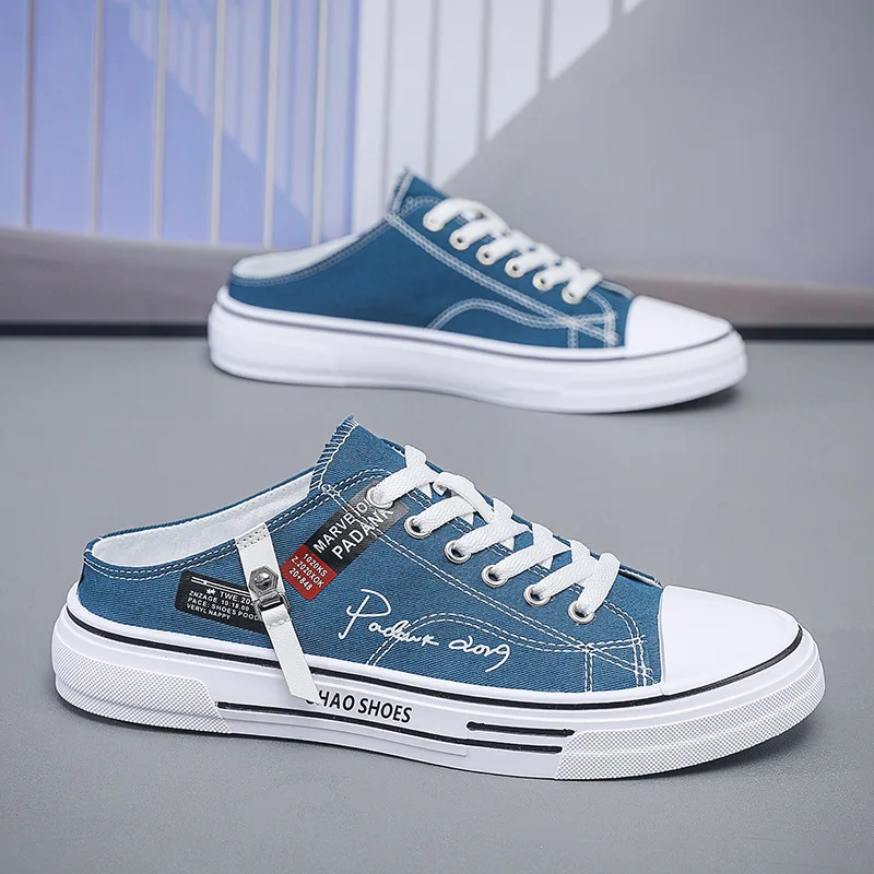 Shoes Men's Half Slippers Low-top Canvas Shoes for Men Rivet