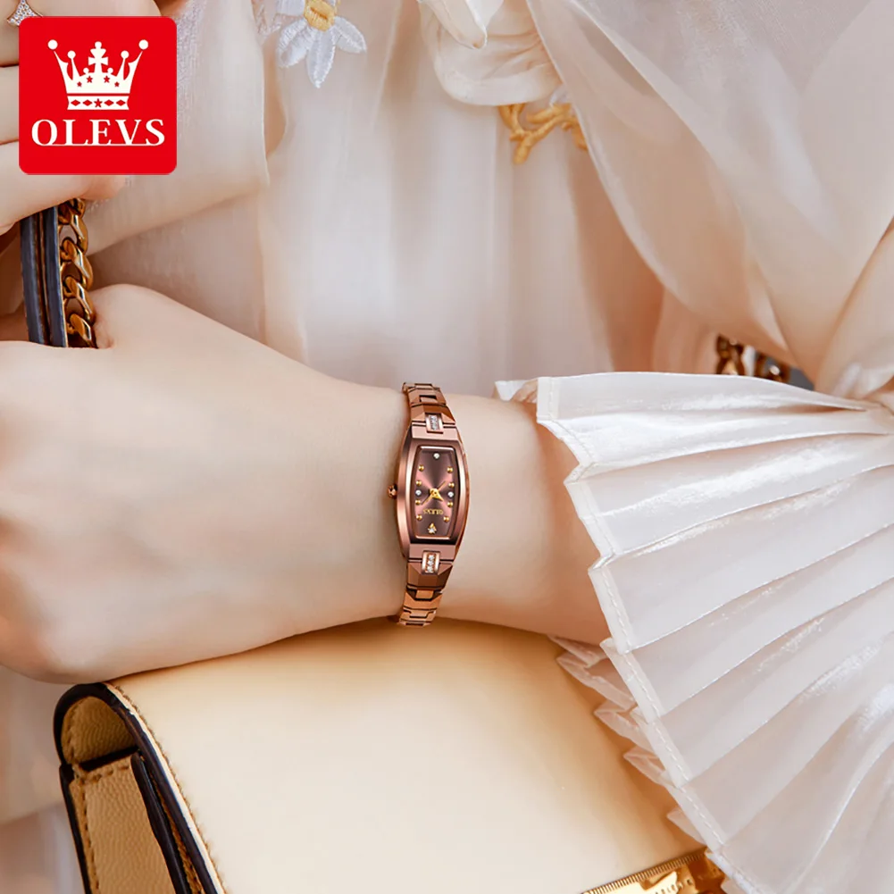 OLEVS 5501 Rose Gold Ladies noble Watches Diamond Tungsten Steel Strap Waterproof Quartz Women Wristwatches reloj para mujer 4