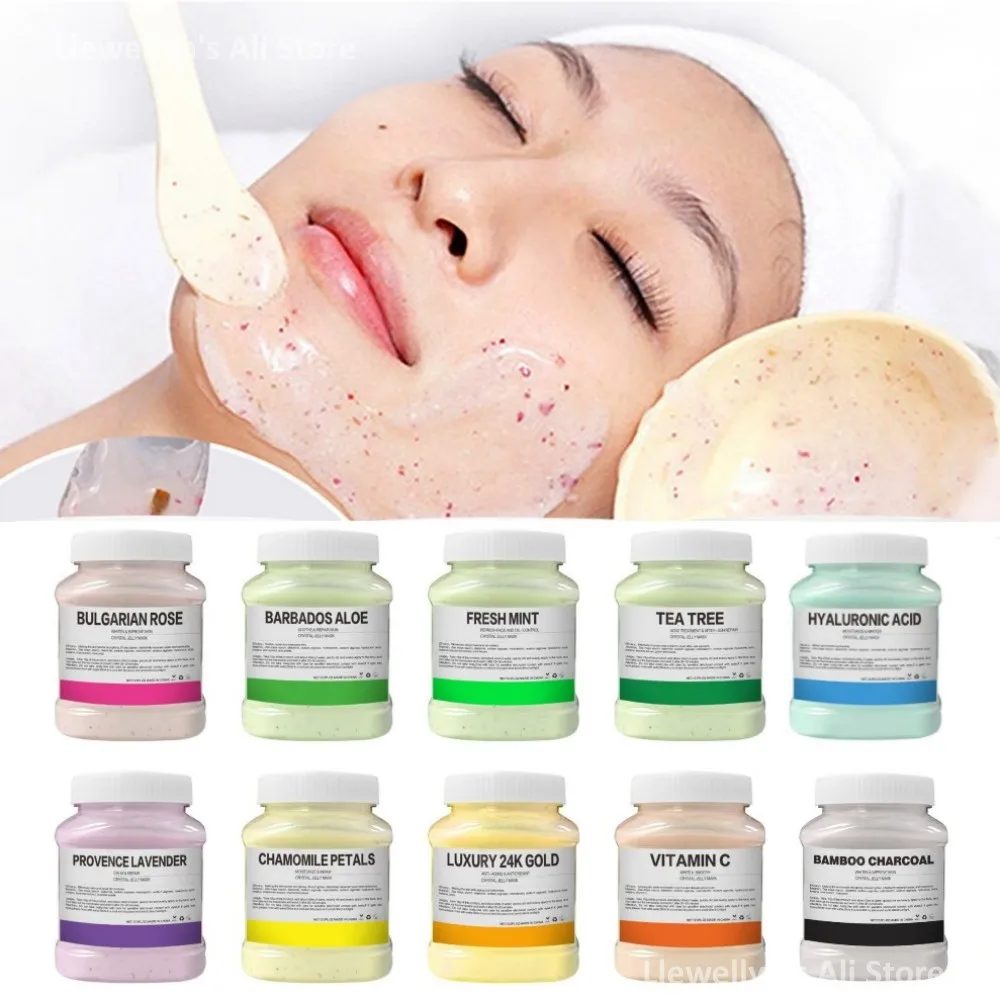 

350g Mask Power Hydrating Anti-Aging Brightening 24K Gold Soft Film Powder Rose Petal Crystal Jelly Facial Mask Skin Care Spa