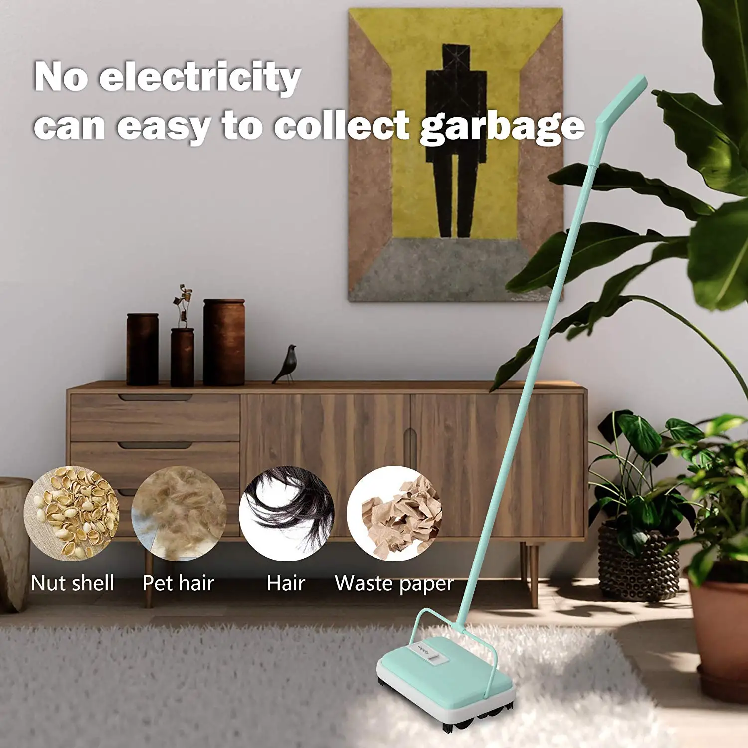 Eyliden Hand Push Automatic Broom Carpet Sweeper Lightweight Compact for Home Office Carpet Rugs Dust Scraps Paper Cleaning carpet floor sweeper