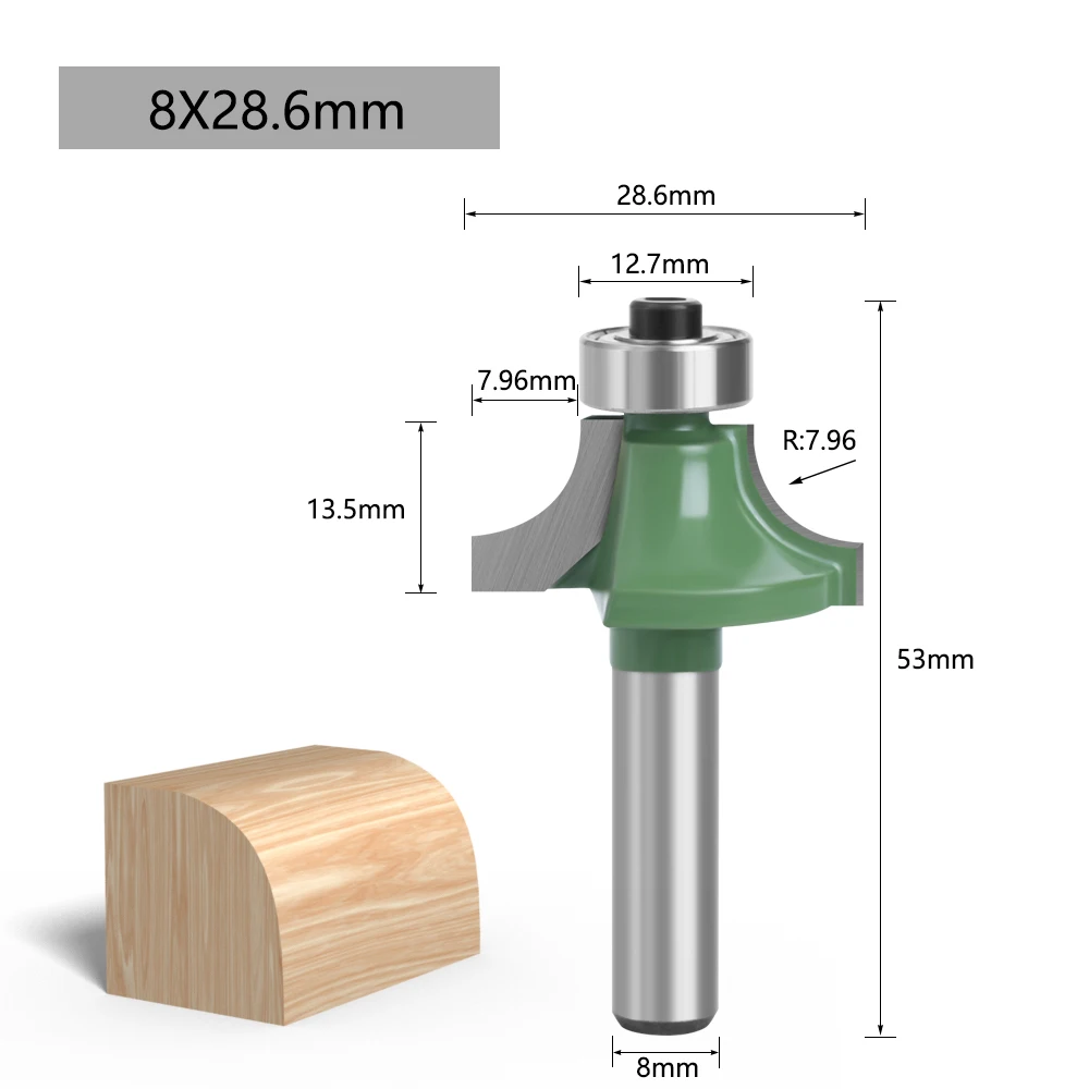 LAVIE 6 Stück 8 mm Ecke runder Fräser mit Lagerfräser für Holz Holzbearbeitungswerkzeug MC02048 – Detail 6