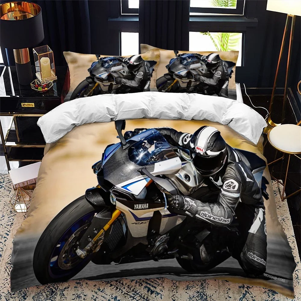 Housse De Coussin Bleu 40x40 Cm Race Day Motocross Moto Cafe Racer Dirt Bike - Maison