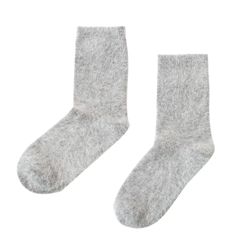 

Pure Color Warm Winter Socks Angora Rabbit Hair Female Thickening Wool Socks Cotton Socks Rabbit Wool Socks Winter In Tube Socks