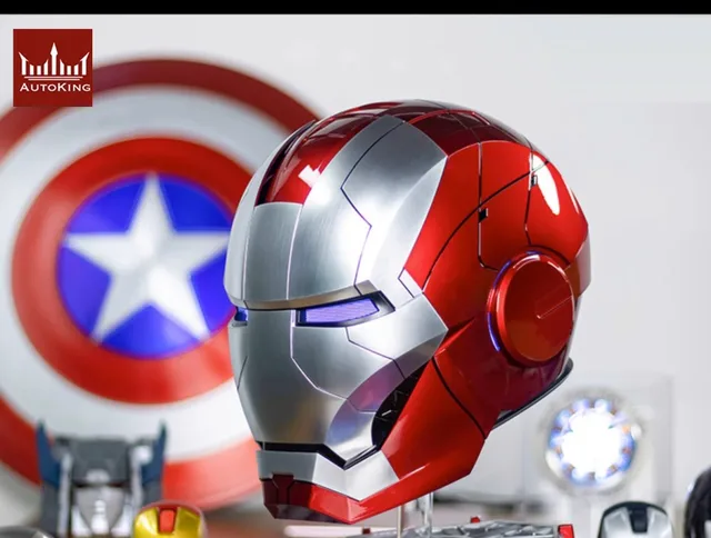 Casque à commande vocale électrique Iron Man Mk5, cosplay 1/1, yeux LED,  masque en métal, modèle statue, jouets pour enfants, cadeau d'anniversaire  pour adultes - AliExpress