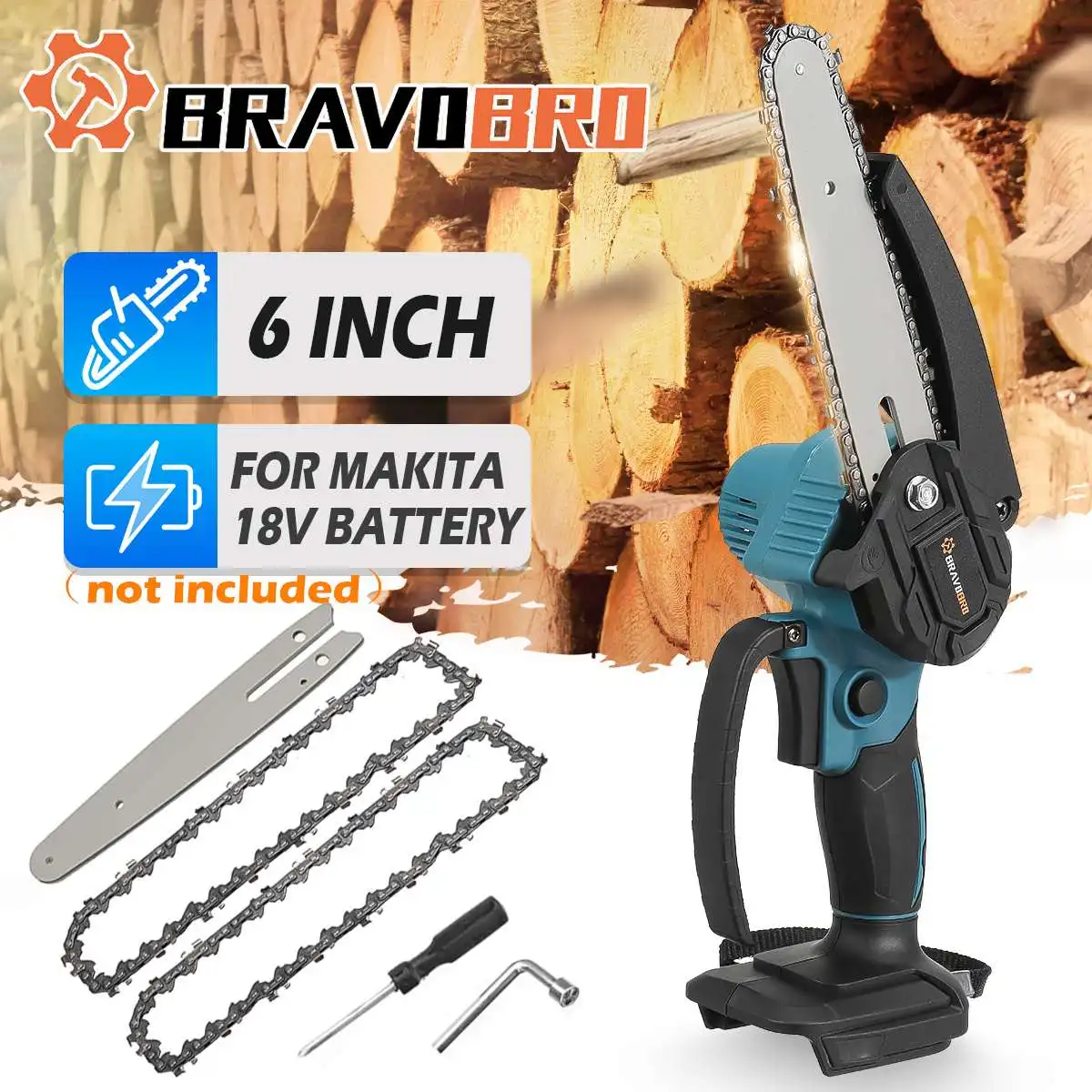 6 Inch 18V Electric Saw Mini Chainsaw without Battery Only Saw Chain