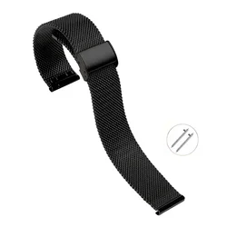 Enhanced Fashion Milanese Stainless Steel Strap, 20 - 22mm Adjustable Metal Band - 20mm (2 Black)