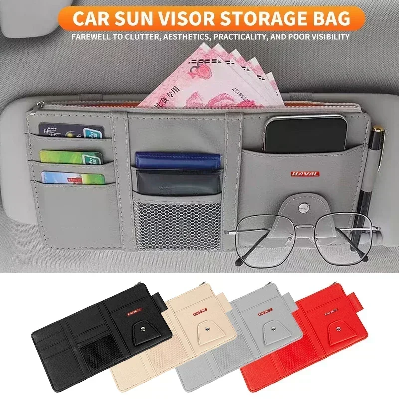 Car Sun Visor Storage Card Bag Occhiali Clip Supporto Per Telefono Per Great Wall Haval Jolion H2 H3 H5 H6 H7 H9 M4 F7 F7X F7H H8 H2S