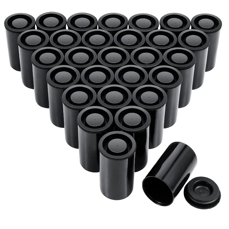 Plastic Empty Black/White Bottle 35mm Film Cans Canisters Containers 50pcs~10pcs refillable bottles,storage box,storage can,herb storage container,honey storage container,medicine storage container