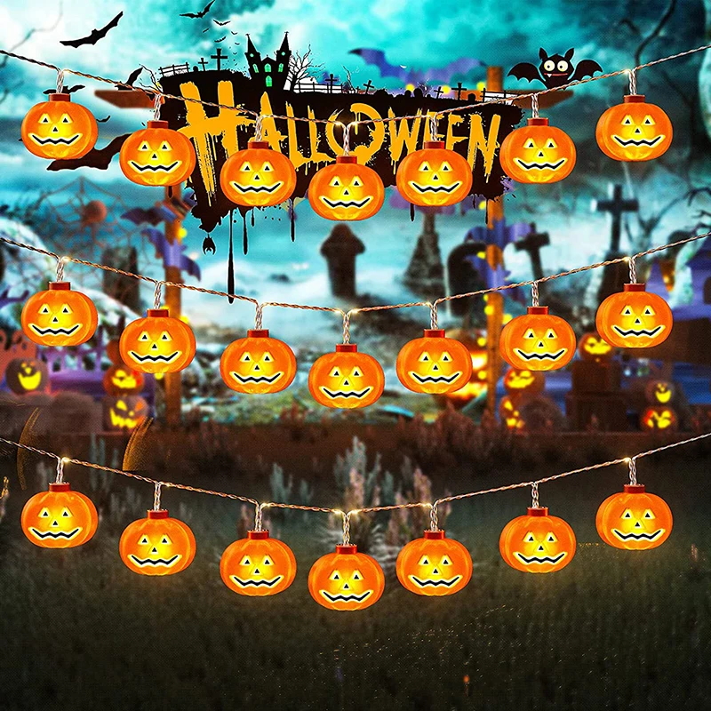 Halloween Lights Battery Operated Decorative Lights Pumpkin Lights For Indoor Outdoor Party 2