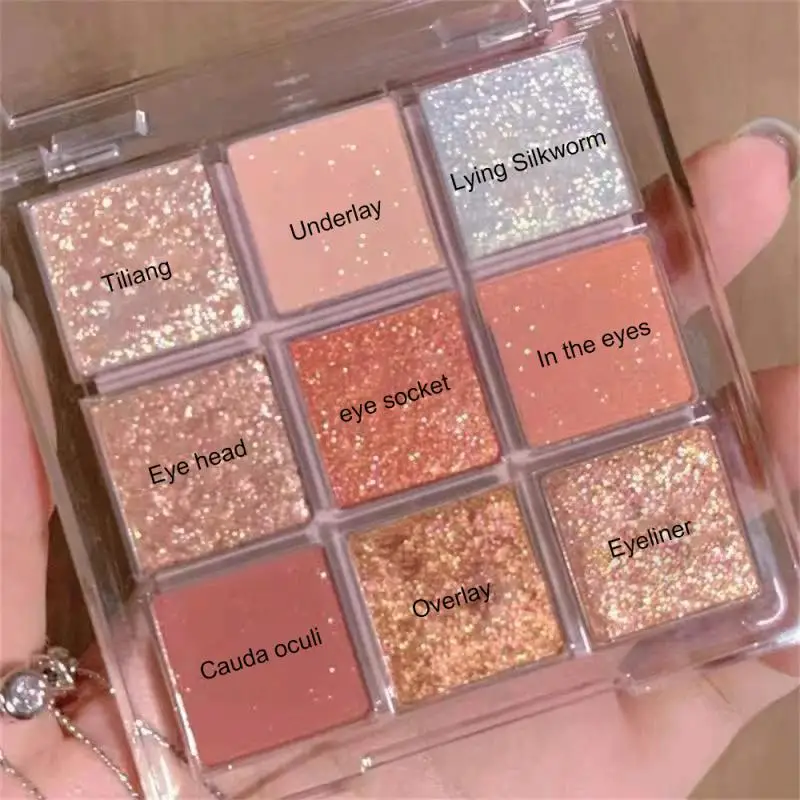 

Shimmer Eye Shadow Brightening Highlighter Transparent Nine-color Acrylic Eyeshadow Plate Matte Nine-square Makeup Eyes Cosmetic