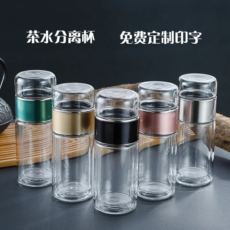 Elegant Double-Layer Glass Tea Infuser Tumbler with Filter