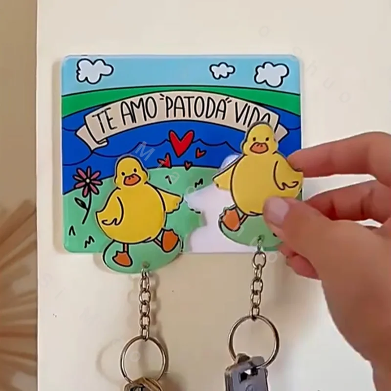 Wall Key Holder Couple Keychain Hanger Home Decor Shared Entrance Keyring Nonmagnetic Refrigerator Sticker Lover Halloween Gift 5
