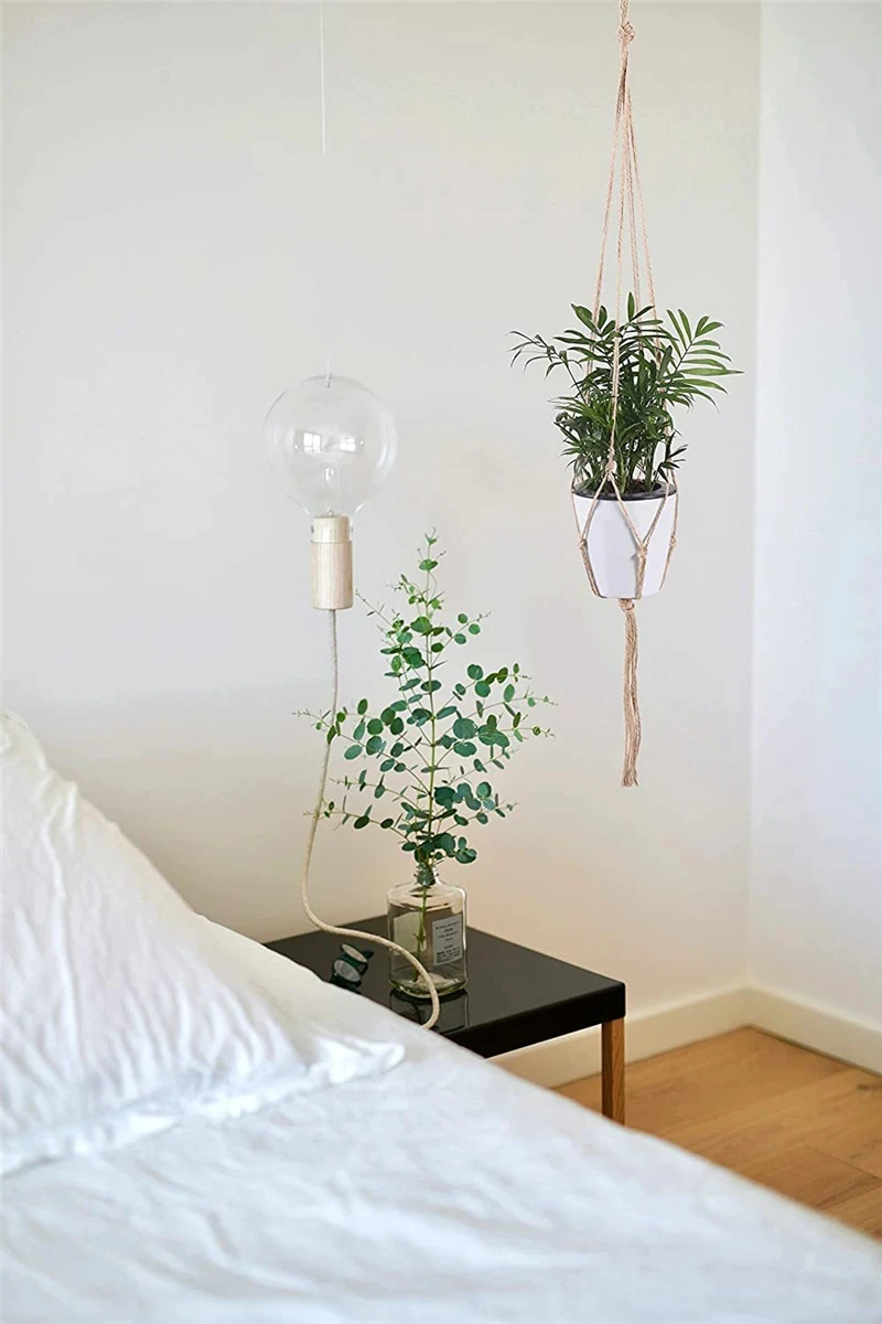 Macrame Hemp Rope Plant Hanger Basket for Home Garden Decoration