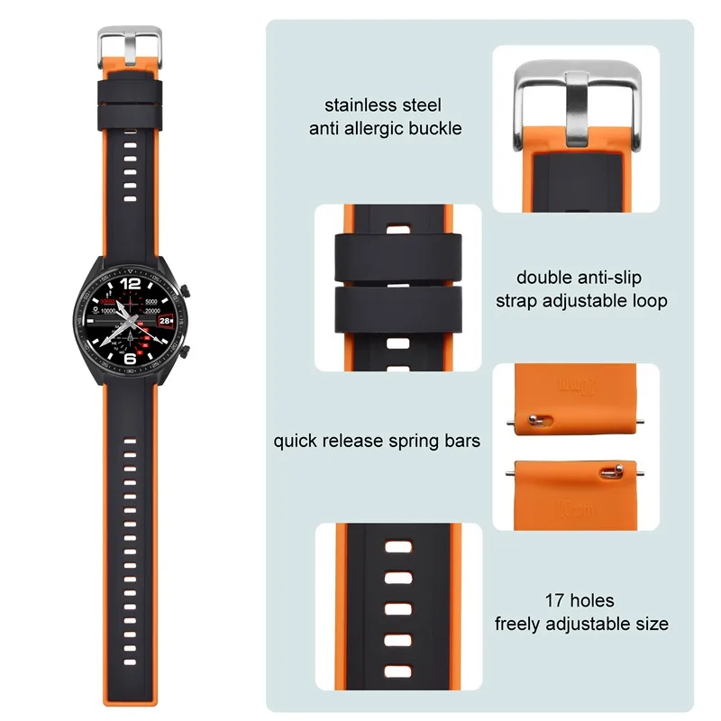 ANNEFIT Silicone Watch Bands 18mm 20mm 22mm Quick Release Soft Sport Watchband Wristband Replacement Bracelet