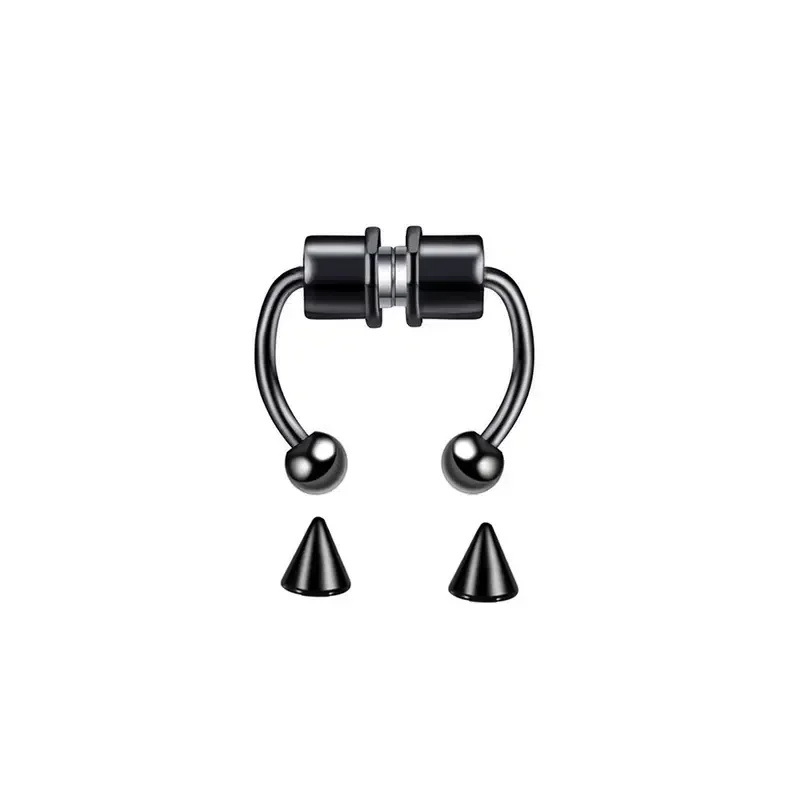 Gothic Magnet Fake Nose Ring Non Piercing Nose Clip Stainless Steel Fake Piercing Hoop Septum Rings for Women Men Jewelry Gifts