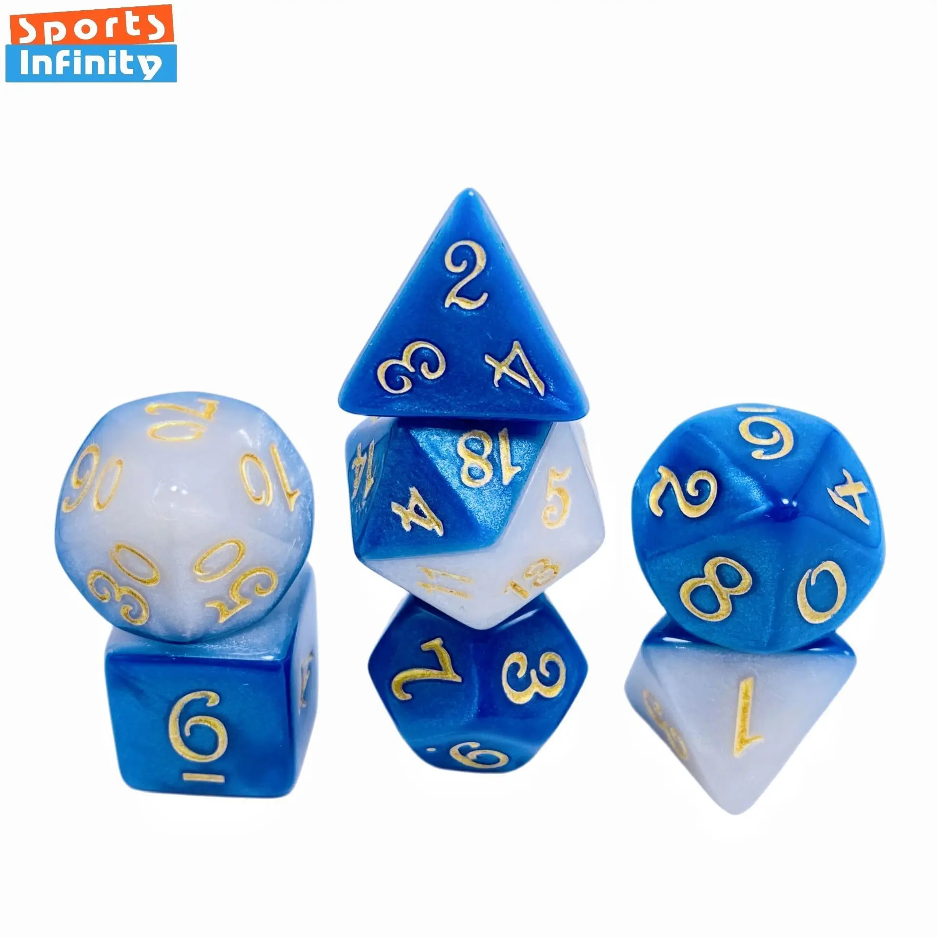 

7Pcs of New Polyhedral Dice Dual Color Layered Dice Set Digital Dices Kit for TRPG RPG D20 D12 D10 D8 D6 D4 Table Board Game
