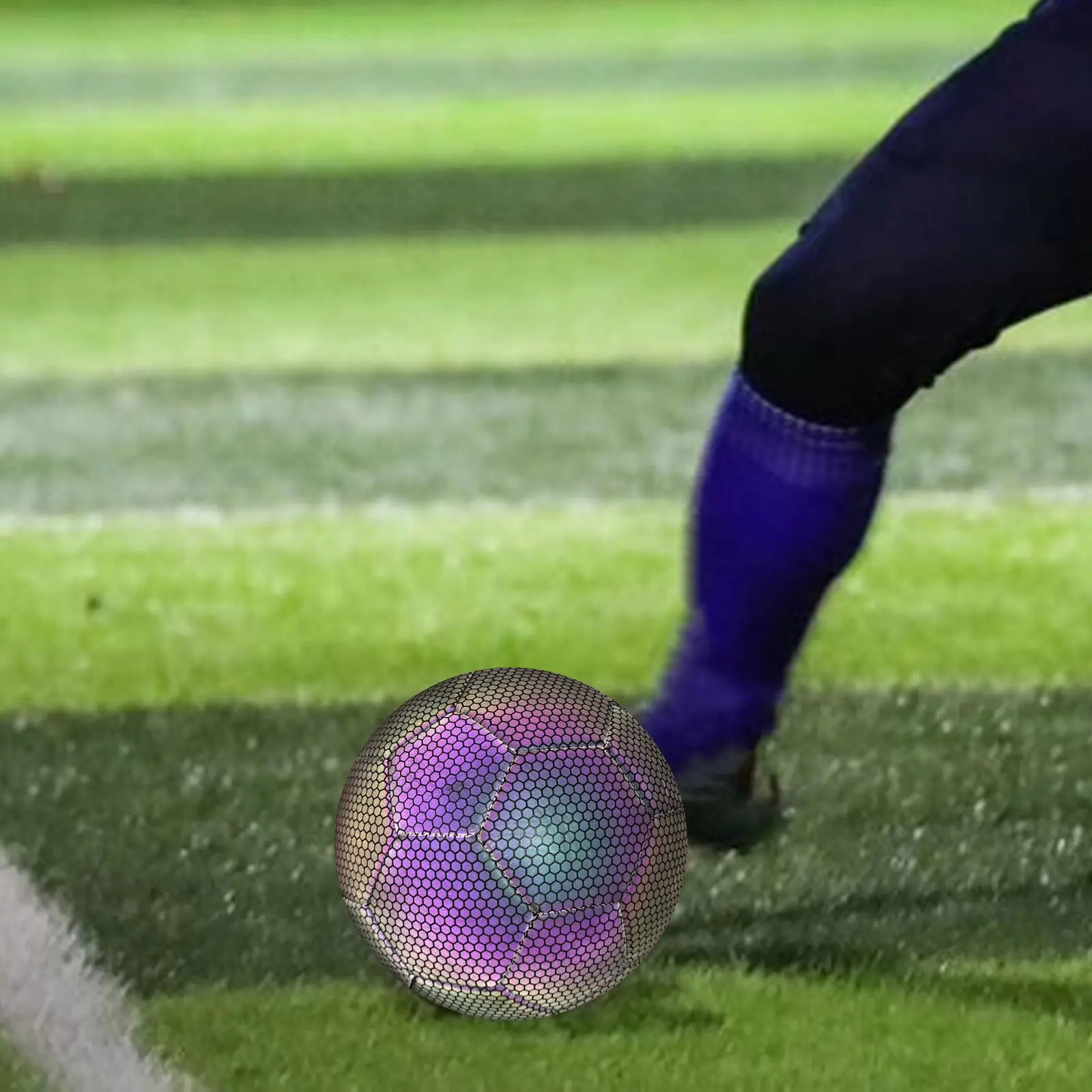 

Holographic Soccer Ball PU Leather Sports Ball Durable Luminous Glowing Ball