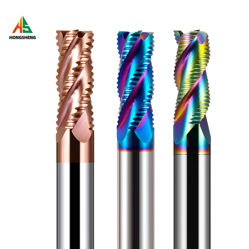 HRC65 Vollhartmetall-Schruppmaschine, 3 Nuten, 4 Nuten 123456789 12 14 20 Schaft CNC-Bits für die Schruppbearbeitung von Aluminium-Metall