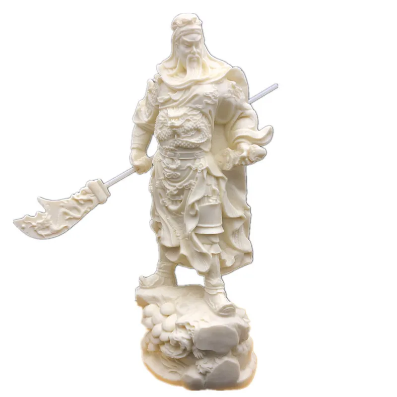 Ivory Fruit Carving Guangong Statue, Garan Bodhisattva, Wu Caishen Buddha Statue, fortune calling, Home Decoration