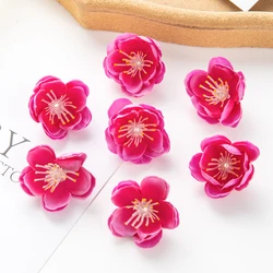 Silk Cherry Blossom Artificial Flowers for Decoration and Crafts, 100 Pieces (Rose Red)