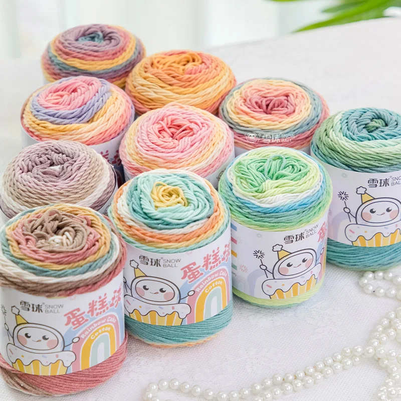 100g/Ball 193Meters Soft Cotton Acrylic Yarn Hand-woven Rainbow Gradient Color Crochet Knitting Sweater Sofa Cushion Scarf Yarn