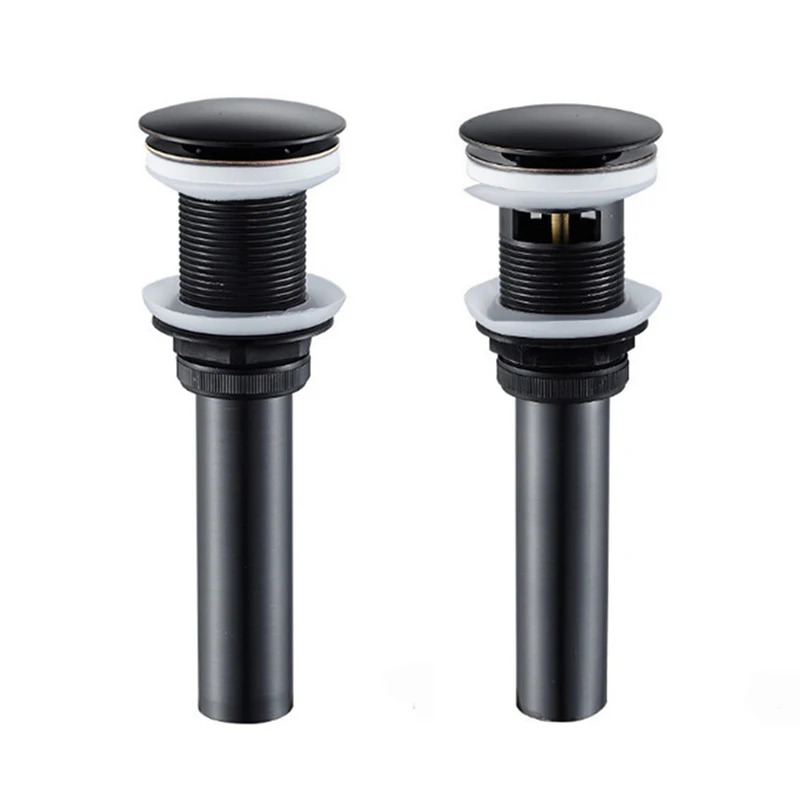 Black Basin Sink Drainer Corrosion Resistant Easy To Clean Pop Up Button Round Hole Bathroom Hotel Drainer