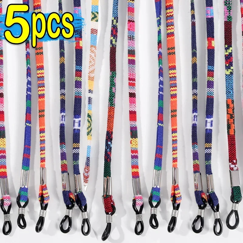 1/5pcs Eyeglass Sunglasses Cotton Neck String Cord Retainer Strap Eyewear Lanyard Holder High-End Ethnic Rope Glasses Chain