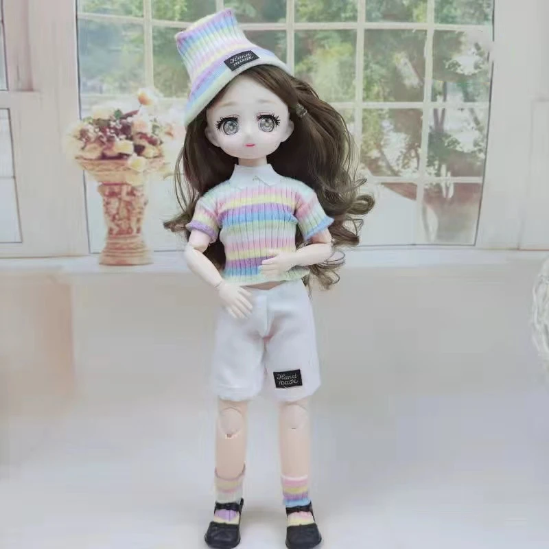 BJD Girl Dolls 30cm Kawaii 6 Points Joint Movable Dolls With Fashion Clothes Soft Hair Dress Up Girl Toys Birthday Gift Doll New
