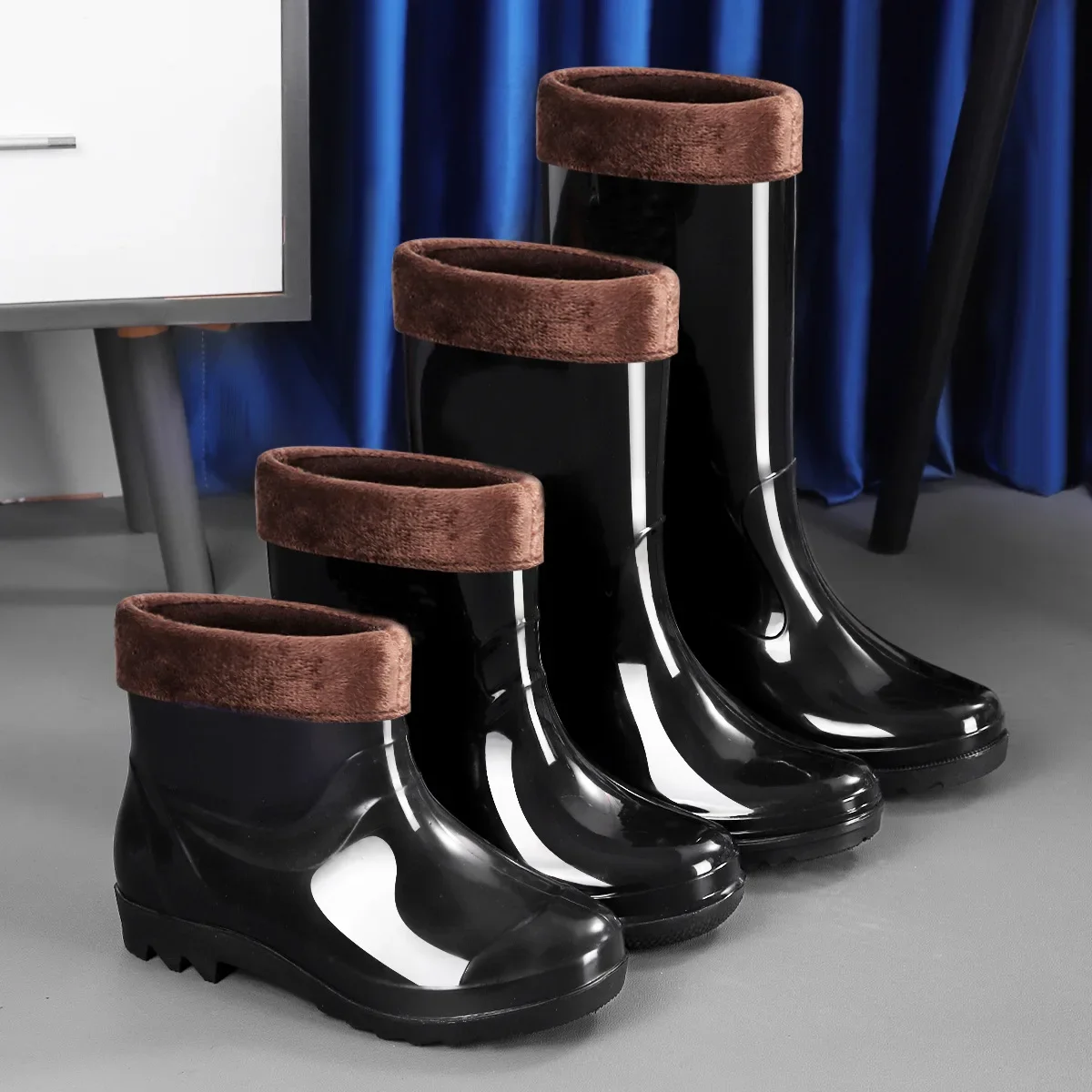 Bottes de pluie longues tubes hommes épaisses étanches extérieur antidérapantes doublure polaire pêche