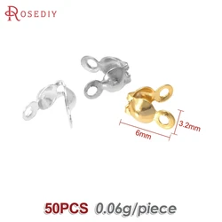 18K Gold Color Brass Wire and Thread Cover Clasps - Platinum Color (6x3.2MM 50PCS)