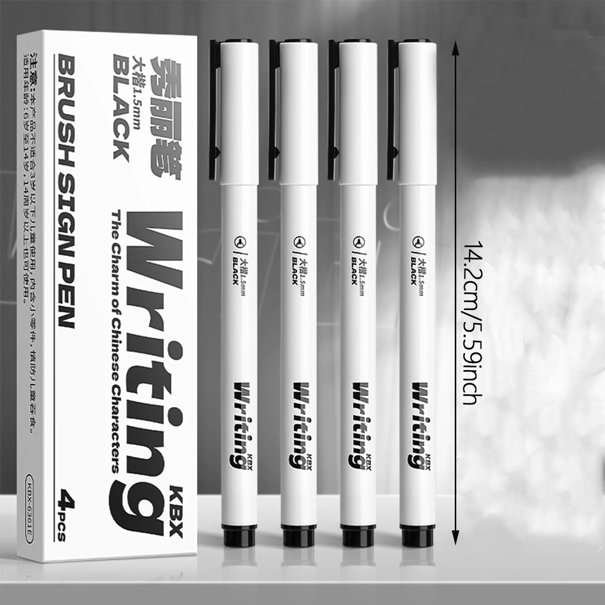 4PCS Black Brush Sign Pen Set, Multi-Tip Sizes Calligraphy Pens for Writing & Journaling - 4