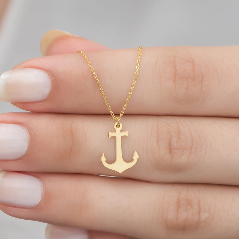 

Stainless Steel Necklace For Women Men Hip Hop Geometric Sea Anchor Pendant Choker Cross Necklaces Jewelry Bijoux Party Gifts