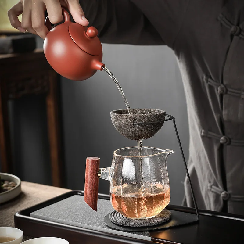 One-piece Glass Filter Cup Set, High Temperature Resistant, Thickened Tea Leak, Tea Accessories