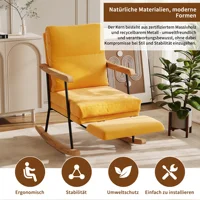 Fauteuil à bascule Superaly, fauteuil à bascule avec accoudoirs, repose-pieds réglable, avec structure en métal, jaune brunâtre 4